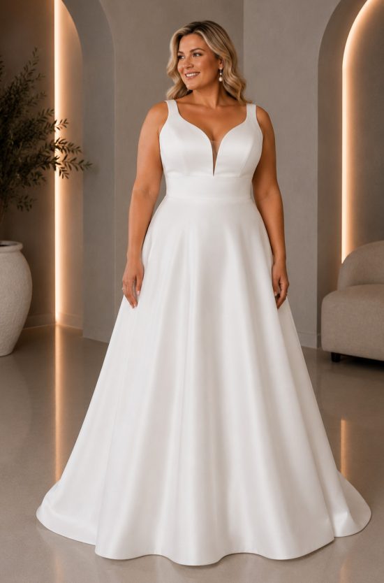 plus size A-vonalú menyasszonyi ruha
