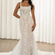 szögletes kivágású menyasszonyi ruha