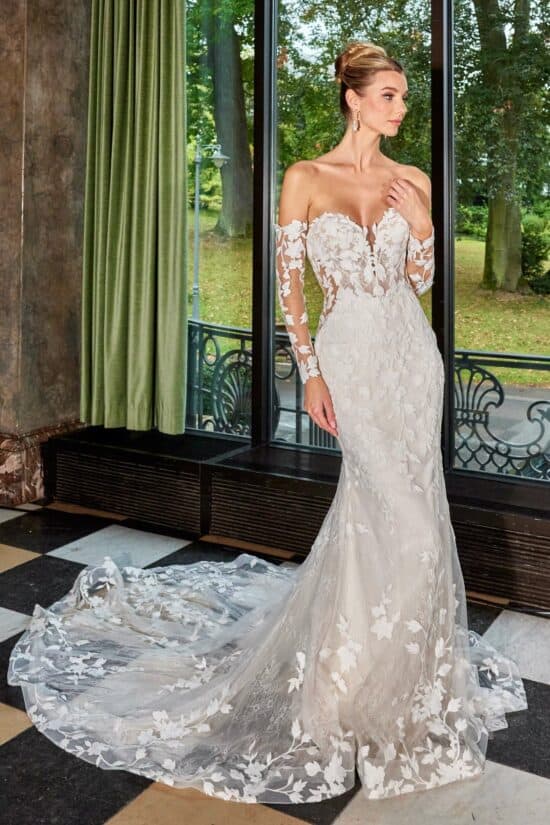 pánt nélküli sellő menyasszonyi ruha