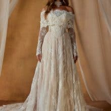 bridgerton stílusú menyasszonyi ruha